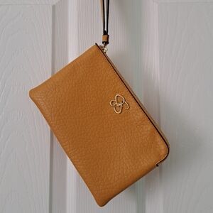 Jessica Simpson Mustard Pebble Wristlet Clutch